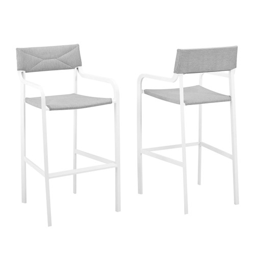 Raleigh Outdoor Patio Aluminum Bar Stool Set Of 2 EEI-3963-WHI-GRY