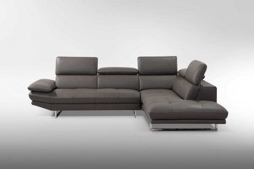 110" X 88" X 29"/37" Dark Gray Leather Sectional & Chaise (372121)