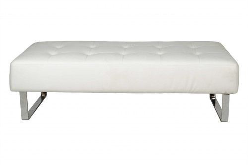 52" X 24" X 16" White Faux Leather Bench (372142)