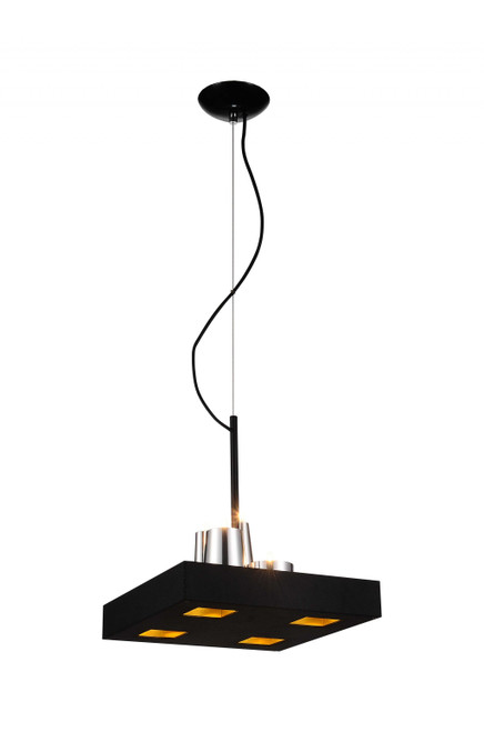 14" X 14" X 59" Black Stainless Steel Pendant Lamp (372244)
