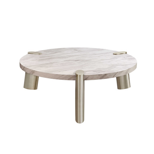 48" X 48" X 17" White Marble Coffee Table (372310)
