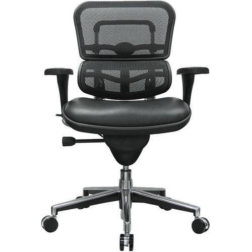 26" X 27.5" X 40" Black Leather / Mesh Chair (372388)