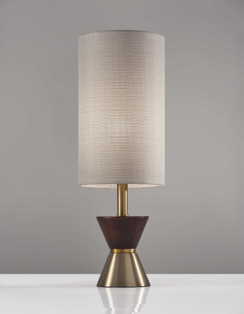 8" X 8" X 23" Brass Wood Metal Table Lamp (372719)