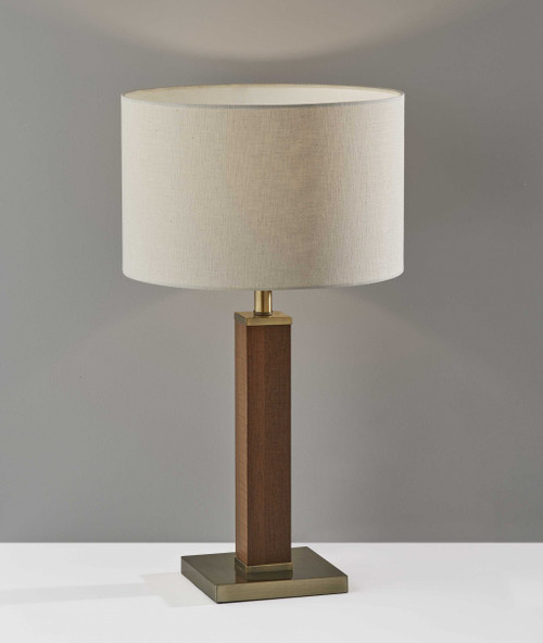 15.5" X 15.5" X 27.75" Antique Brass Wood Table Lamp (372869)