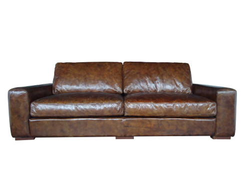 42" X 96" X 34" Brown Full Leather Sofa 3 Seater (373005)