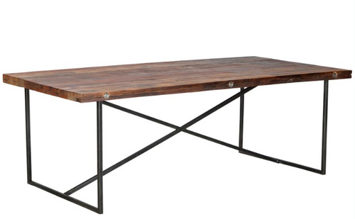42" X 84" X 29" Black Recycled Reclaimed Wood Dining Table (373019)