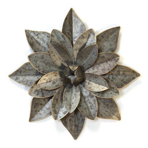 Layered Gold Galvanized Metal Flower (373137)