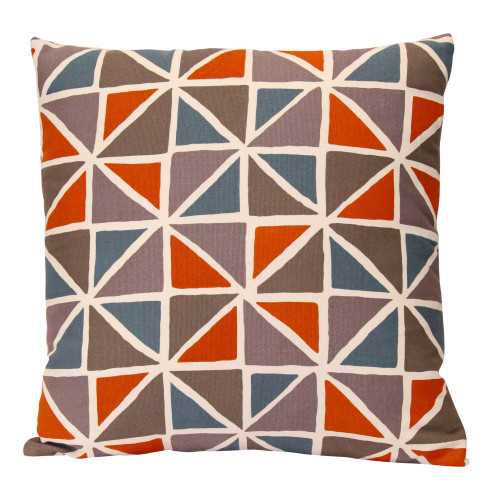 Orange And Blue Geometric Design Square Pillow (373357)