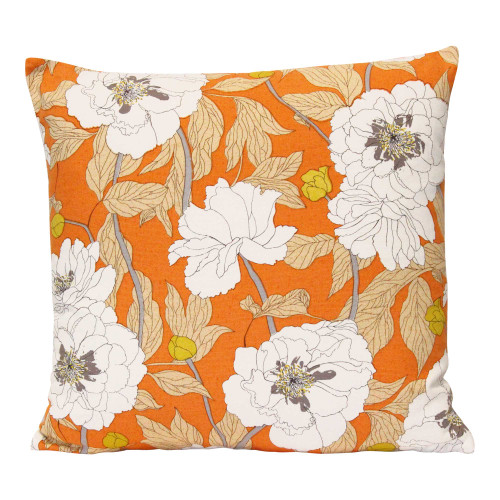 Vintage Style Floral Orange Square Pillow (373364)