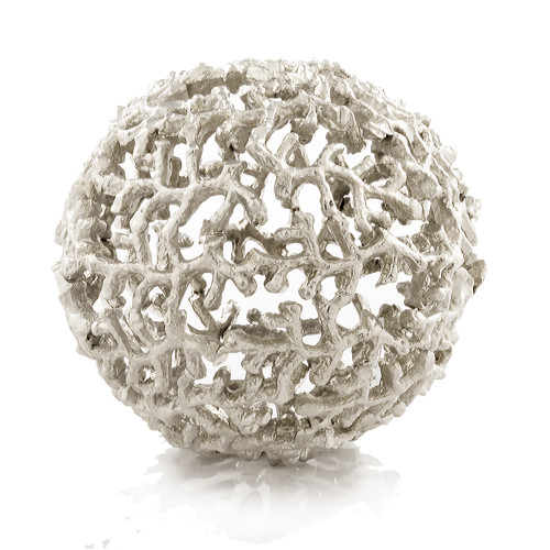 7" X 7" X 7" Silver Aluminum Coral Sphere (373752)