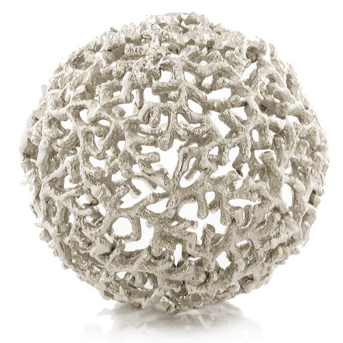 9" X 9" X 9" Silver Aluminum Coral Sphere (373753)