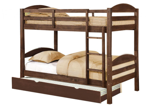 81" X 42.5" X 64.75" Brown Solid And Manufactured Wood Twin Or Twin Bunk Bed With Matching Trundle (373800)