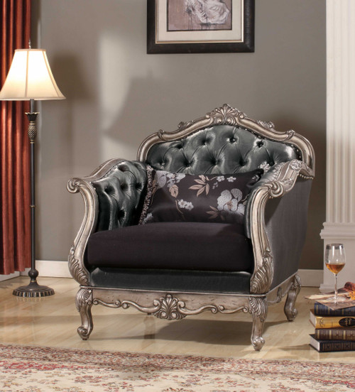 40" X 37" X 43" Silver Gray Fabric Chair & Pillow (374171)