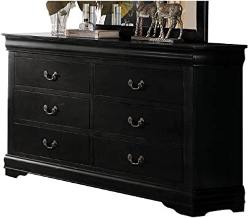 57" X 15" X 33" Black Wood Dresser (374205)