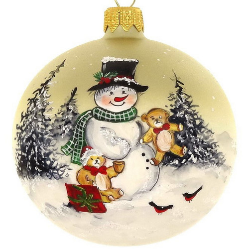 Mouth Blown Polish Glass Santa And Teddy Bear Christmas Ornament (375714)