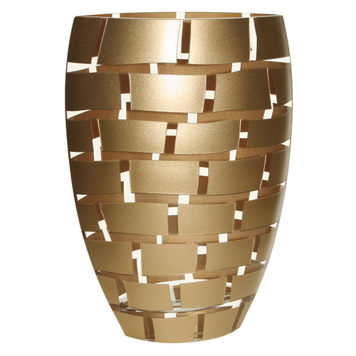 12" Mouth Blown Wall Design Gold Vase (375735)
