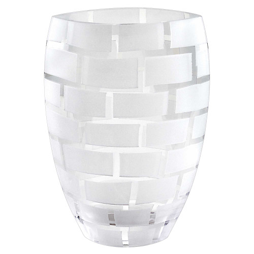 12" Mouth Blown Frosted Crystal European Made Wall Design Vase (375738)