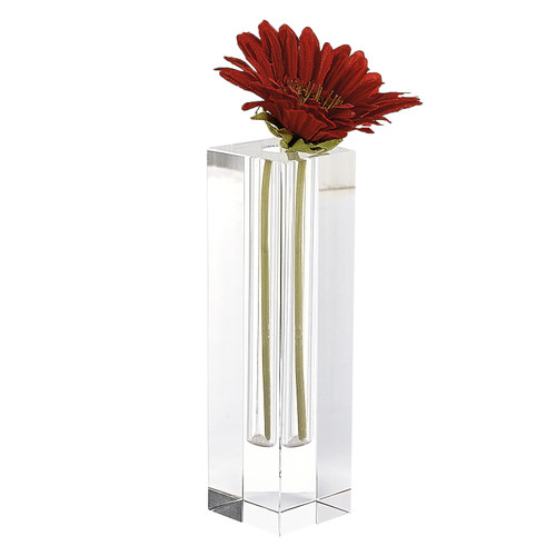 9" Hand Crafted Crystal Square Optical Bud Vase (375766)