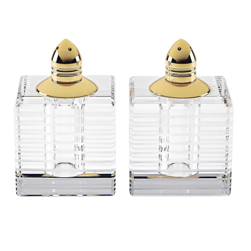 Hand Made Crystal Gold Pair Of Salt & Pepper Shakers (375769)