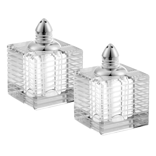 Hand Made Crystal Silver Pair Of Salt & Pepper Shakers (375770)