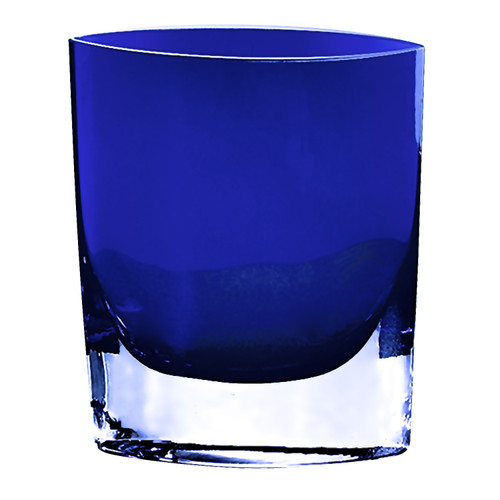 8" Mouth Blown Glass European Made Light Cobalt Vase (375811)