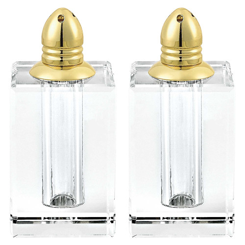 Handcrafted Optical Crystal And Gold Large Size Salt & Pepper Shakers (376094)