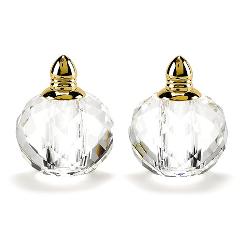 Handcrafted Optical Crystal And Gold Rounded Salt And Pepper Shakers (376098)