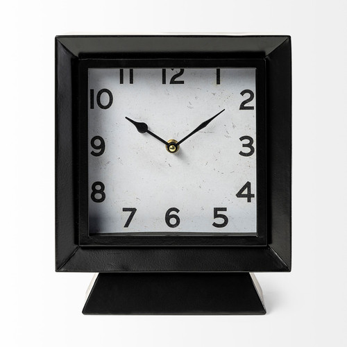 Black Metal Square Desk / Table Clock (376243)