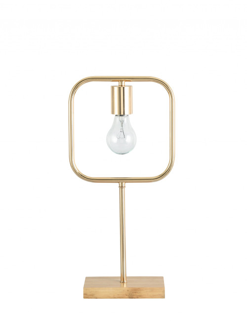 Gold Metal Table Desk Lamp With Wood Base (376263)