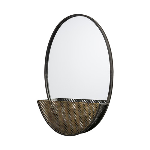 Oval Mirror Bronze Frame W/Storage Tray Wall Mirror (376389)