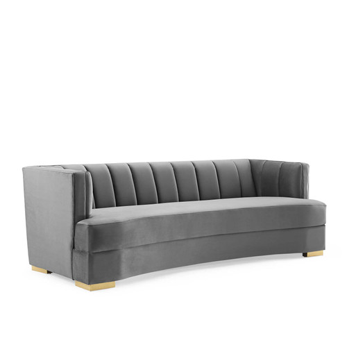 Encompass Channel Tufted Performance Velvet Curved Sofa EEI-4134-GRY