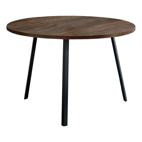 48" Round Dining Room Table With Brown Reclaimed Wood And Black Metal (376474)