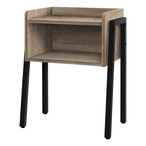 23" Rectangular Dark Taupe Accent Table With Black Metal Legs (376518)