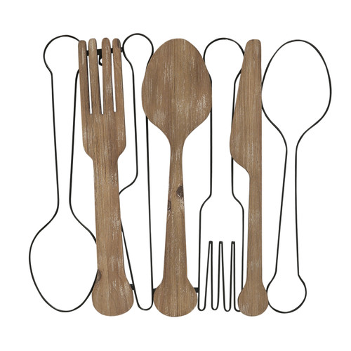 Kitchen Utensils Wall Decor With Metal Outlines (376594)
