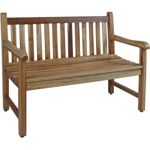 Compact Teak Outdoor Bench W/ Straight Design In Natural Finish (376760)