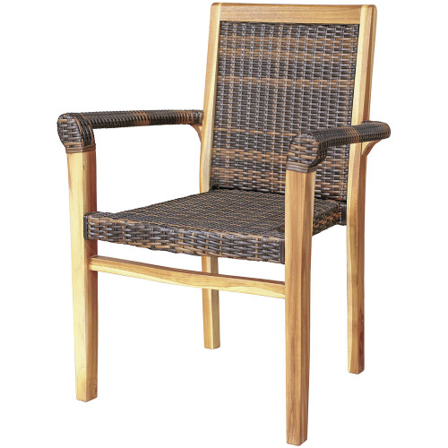 Compact Teak Arm Chair W/ Rattan In Natural Finish (376785)