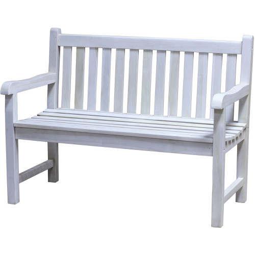 Compact Teak Outdoor Bench W/ Straight Design In Natural Finish (376789)
