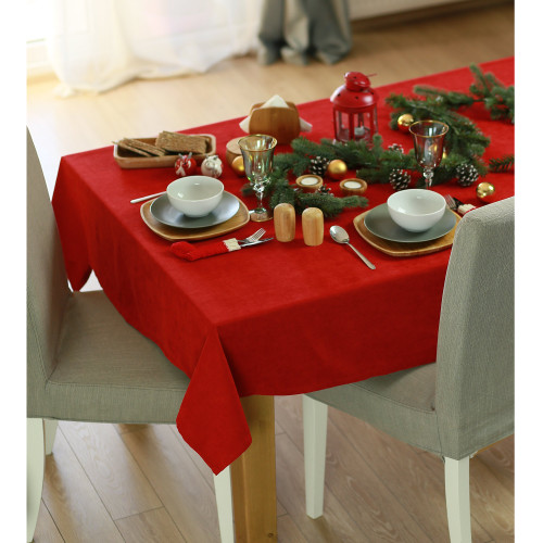70" Merry Christmas Rectangle Tablecloth In Red (376813)