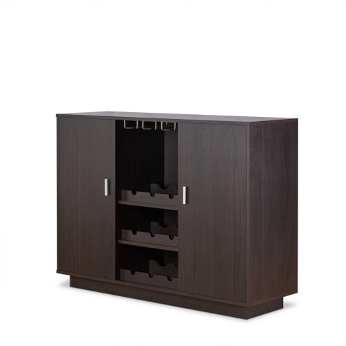Espresso Wood Finish Wine And Stemware Cabinet (376947)