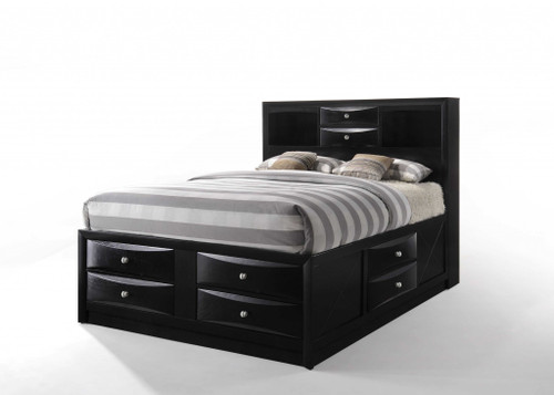 Black Multii-Drawer Wood Platform King Bed With Pull Out Tray (376950)