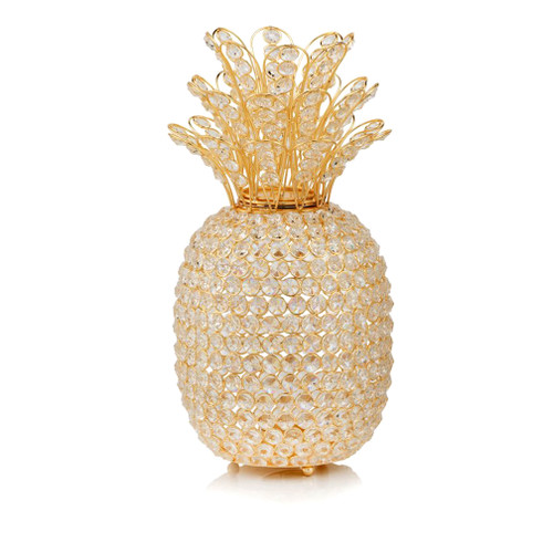 15" Faux Crystal And Gold Pineapple Sculpture (379771)