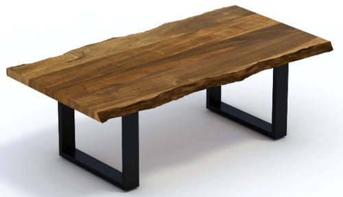 Live Edge Acacia Wood Coffee Table With Black Metal Legs (379797)