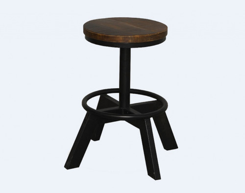 Mango Wooden Seat With Black Bar Stool (379802)