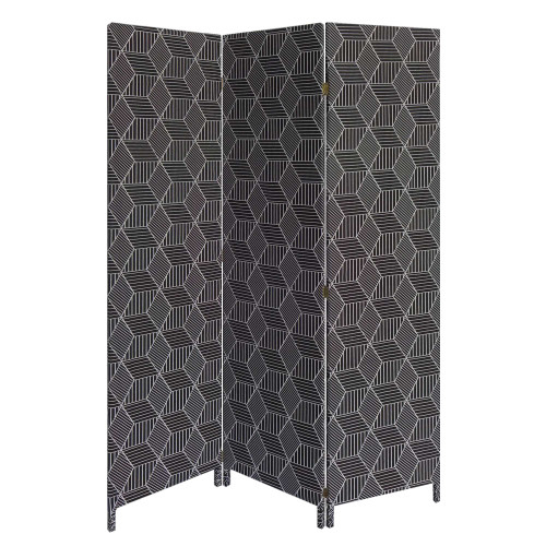 3 Panel Black Soft Fabric Finish Room Divider (379910)