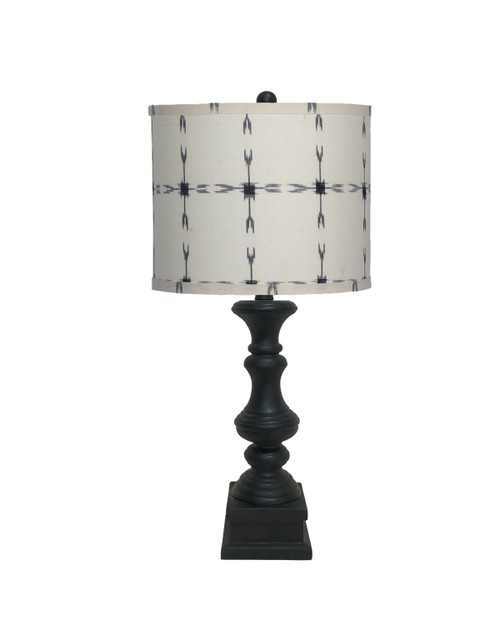Black Table Lamp With Patterned White And Black Shade (380165)