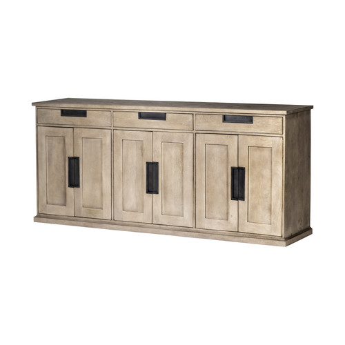 Brown Solid Mango Wood Sideboard With 3 Cabinets And 3 Drawers (380206)