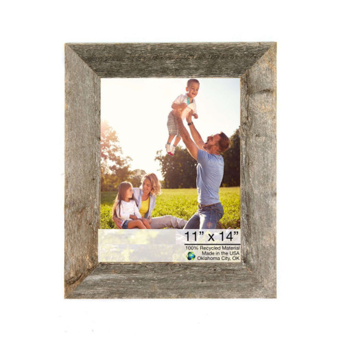 11"X14" Rustic Weathered Grey Picture Frame With Plexiglass Holder (380315)