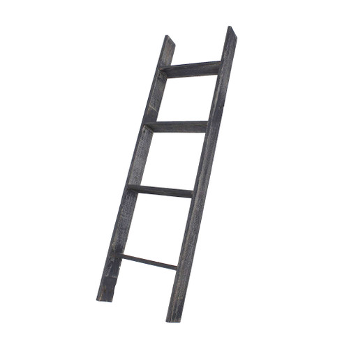 4 Step Rustic Black Wood Ladder Shelf (380326)