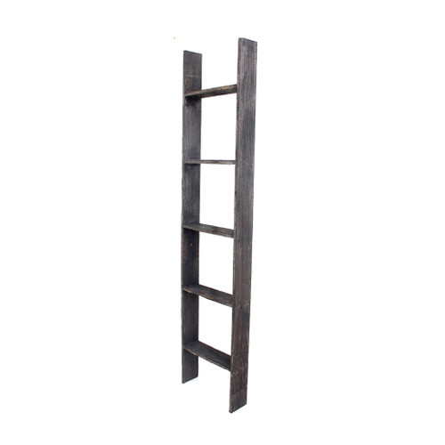 4 Step Rustic Black Wood Ladder Shelf (380327)