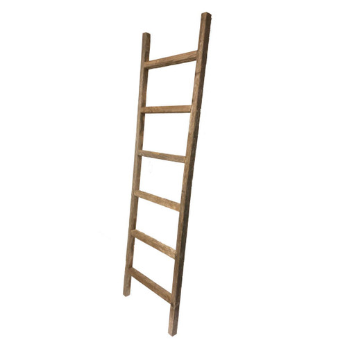 6 Step Rustic Weathered Grey Wood Ladder Shelf (380334)